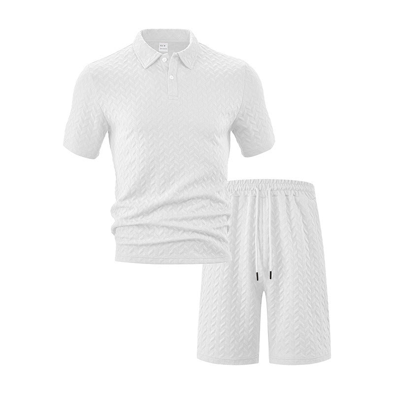 Men's polo and sports shorts set with structured pattern Lune London