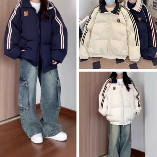 Lady sporty quilted jacket with contrasting bands and a high collar Lune London