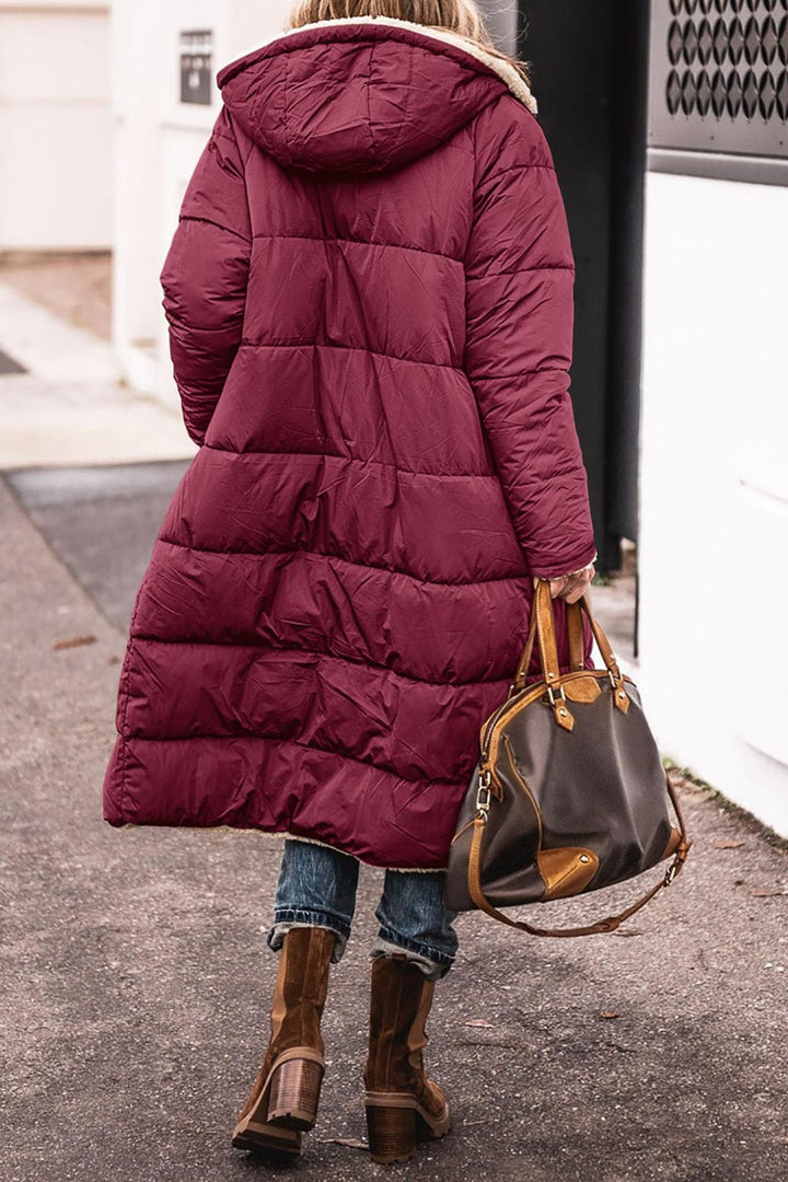 Women's Long Padded Winter Jacket with Hood and Stylish Cut Lune London