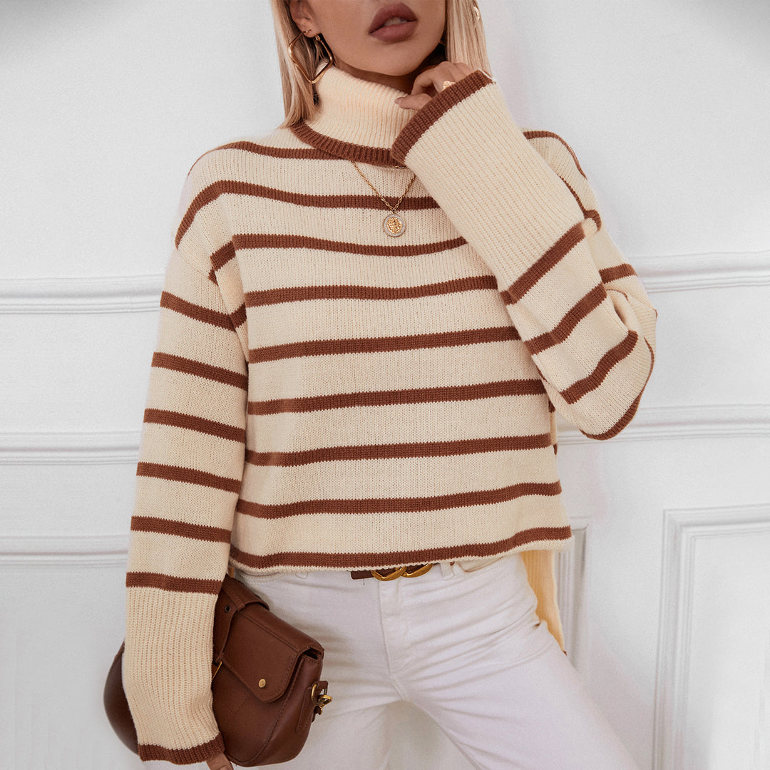 Lune London women's turtleneck sweater with wide stripes and relaxed fit