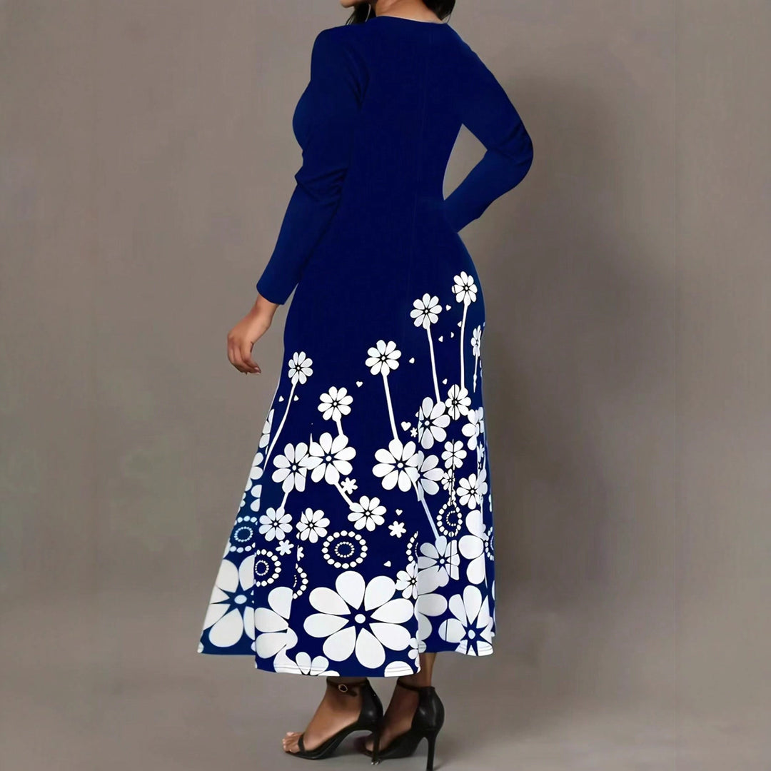 Maxi dress for women with floral design and practical side pockets Lune London