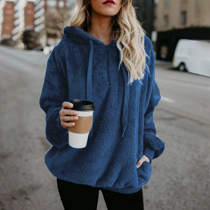Ladies Oversized Fleece Hoodie with Comfortable Pockets and Drawstring Lune London