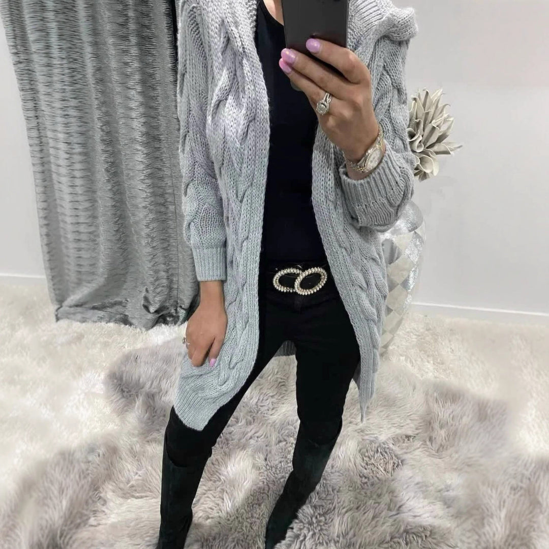 Ladies Long Cardigan with high quality twisted pattern and relaxed fit Lune London