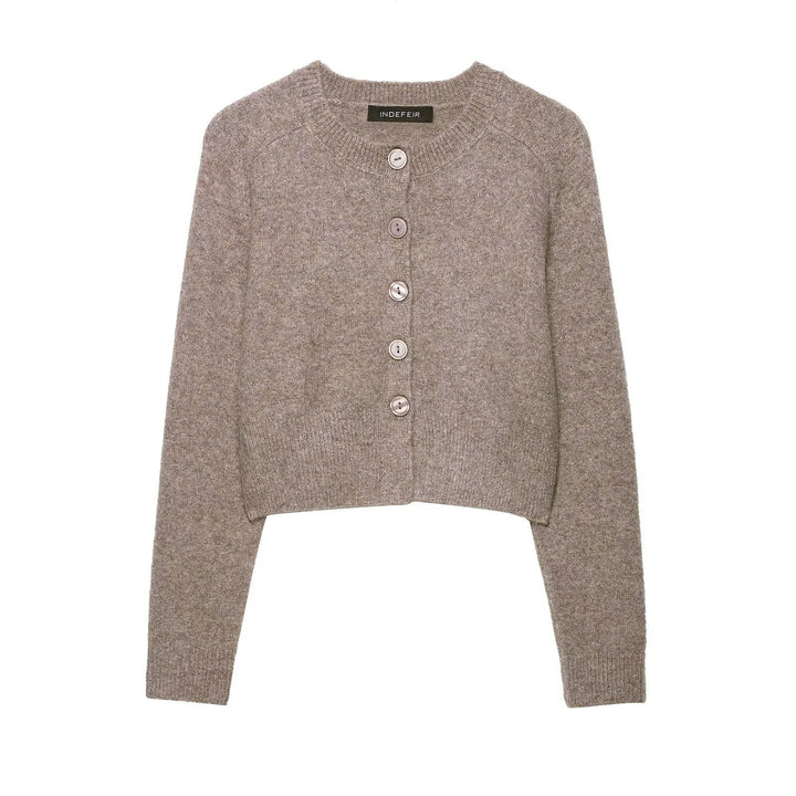 Ladies short knit jacket with button details Lune London
