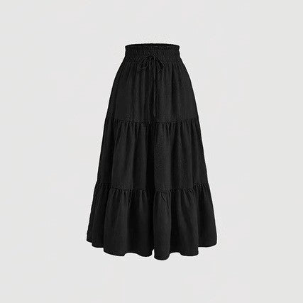 Maxi skirt for women with elastic waist and ruffled design Lune London