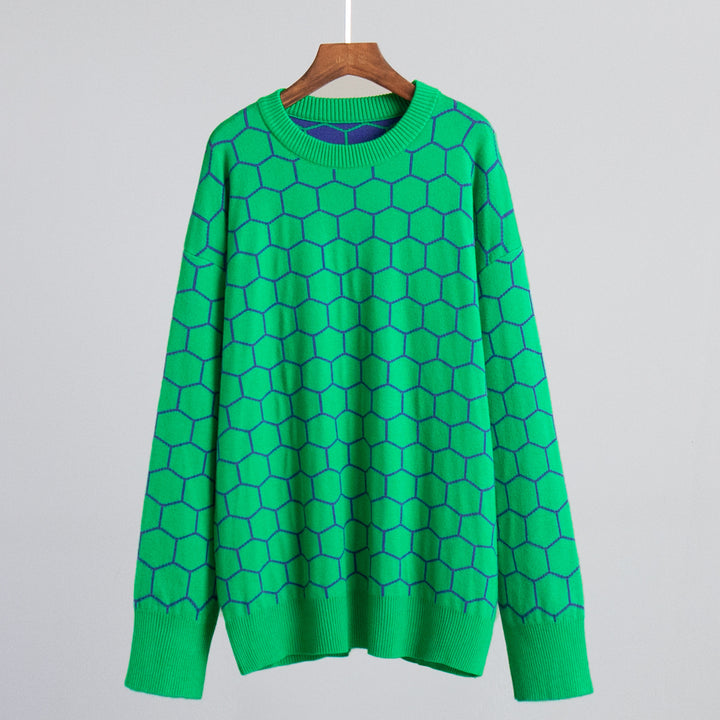 Sweater femme à motifs avec un joli motif en nid d'abeille et coupe loose Chic & Stil