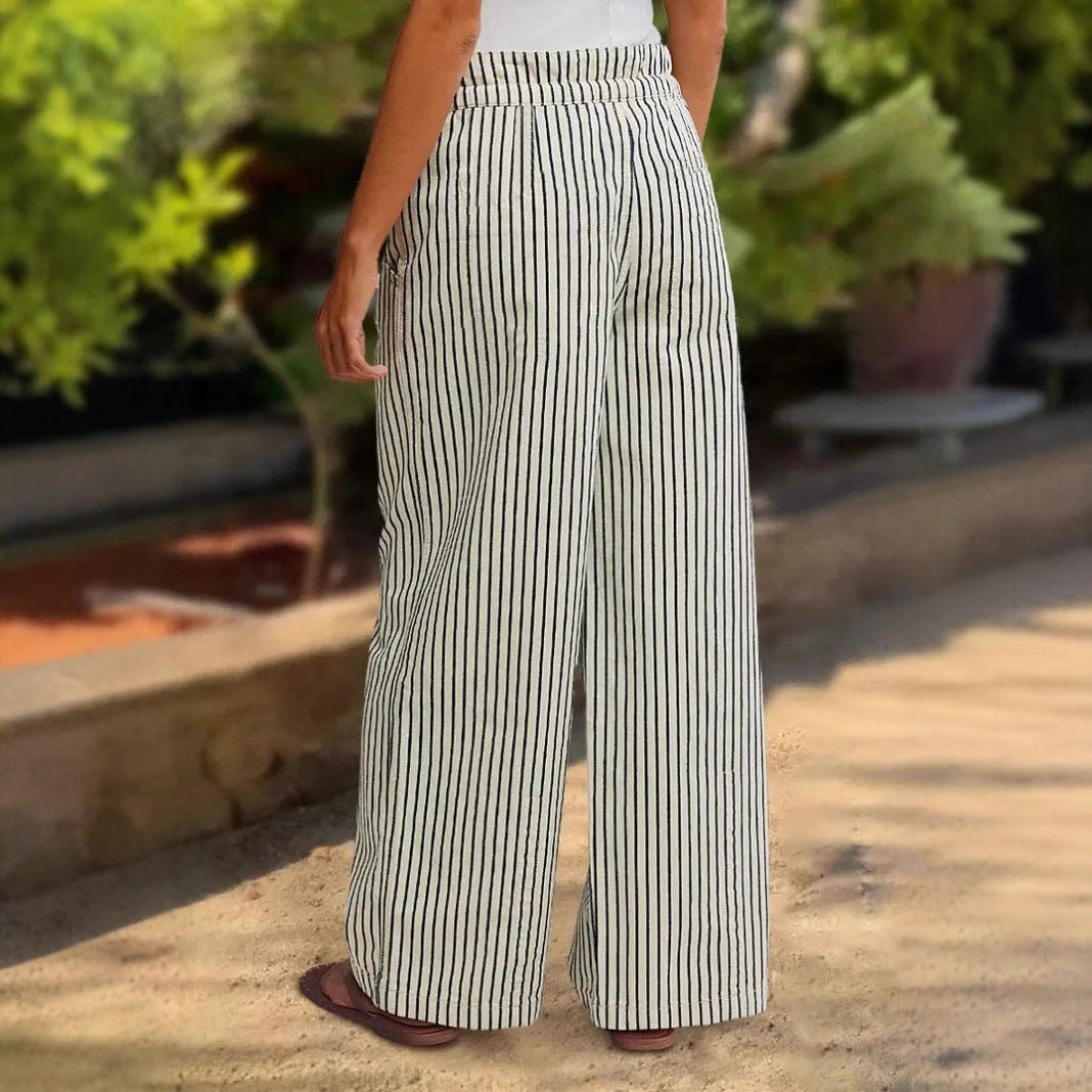 Lune London Casual Striped Linen Pants for Women