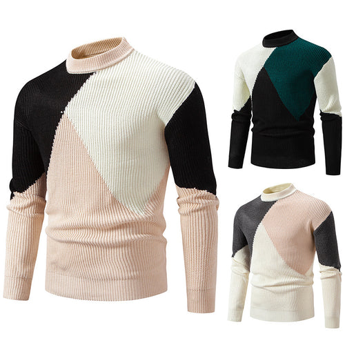 Men's high collar sweater with graphic color block design Lune London