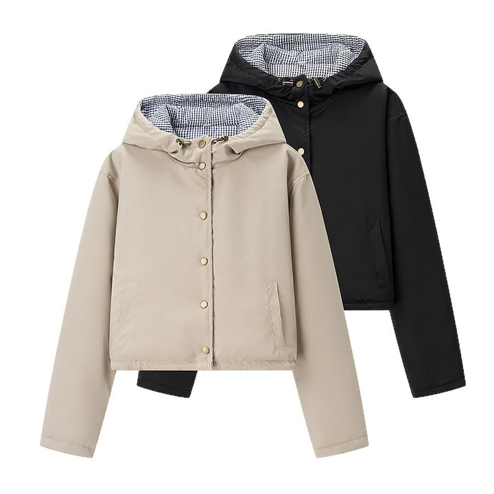 Ladies quilted transitional jacket with practical hood Lune London