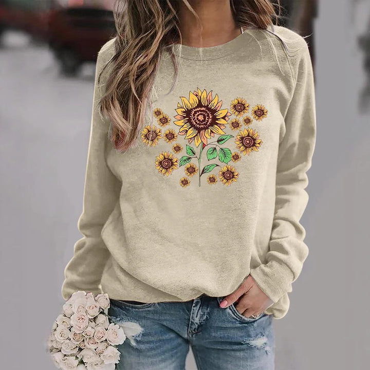 Sweatshirt femme avec motif floral de tournesol et coupe confortable Chic & Stil