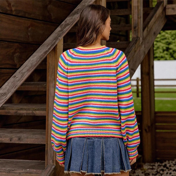 Casual knitted sweater for women with a modern striped look Lune London
