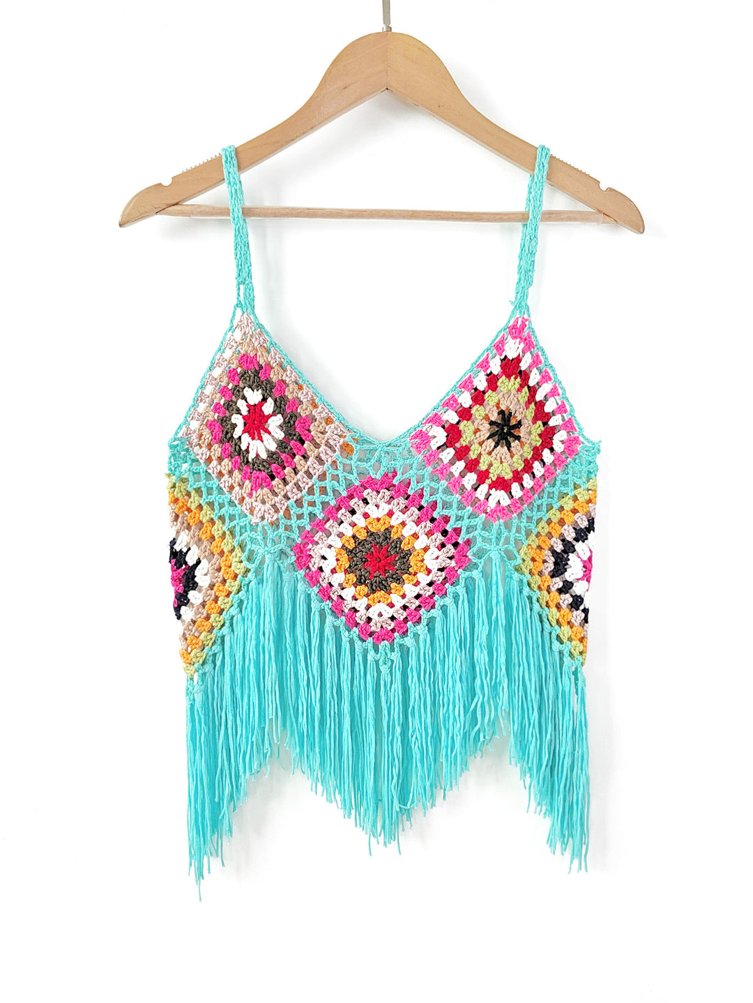 Lune London Crocheted Fringe Crop Top for Women
