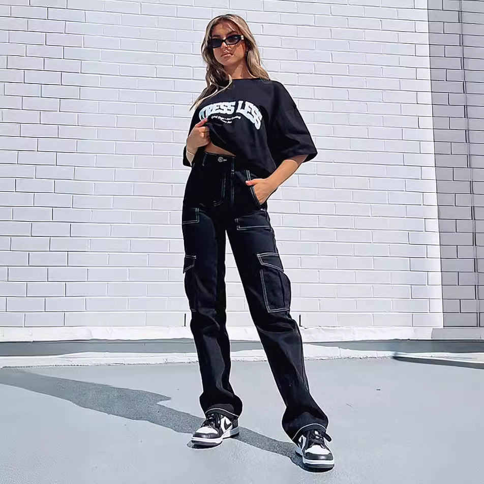Women's Cargo Pants with Elastic Waistband and Practical Pockets Chic und Stil