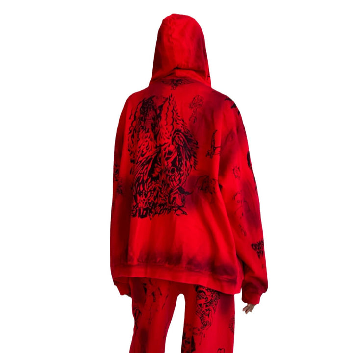 Oversized sporty set for women with unique graphics and a hood Lune London