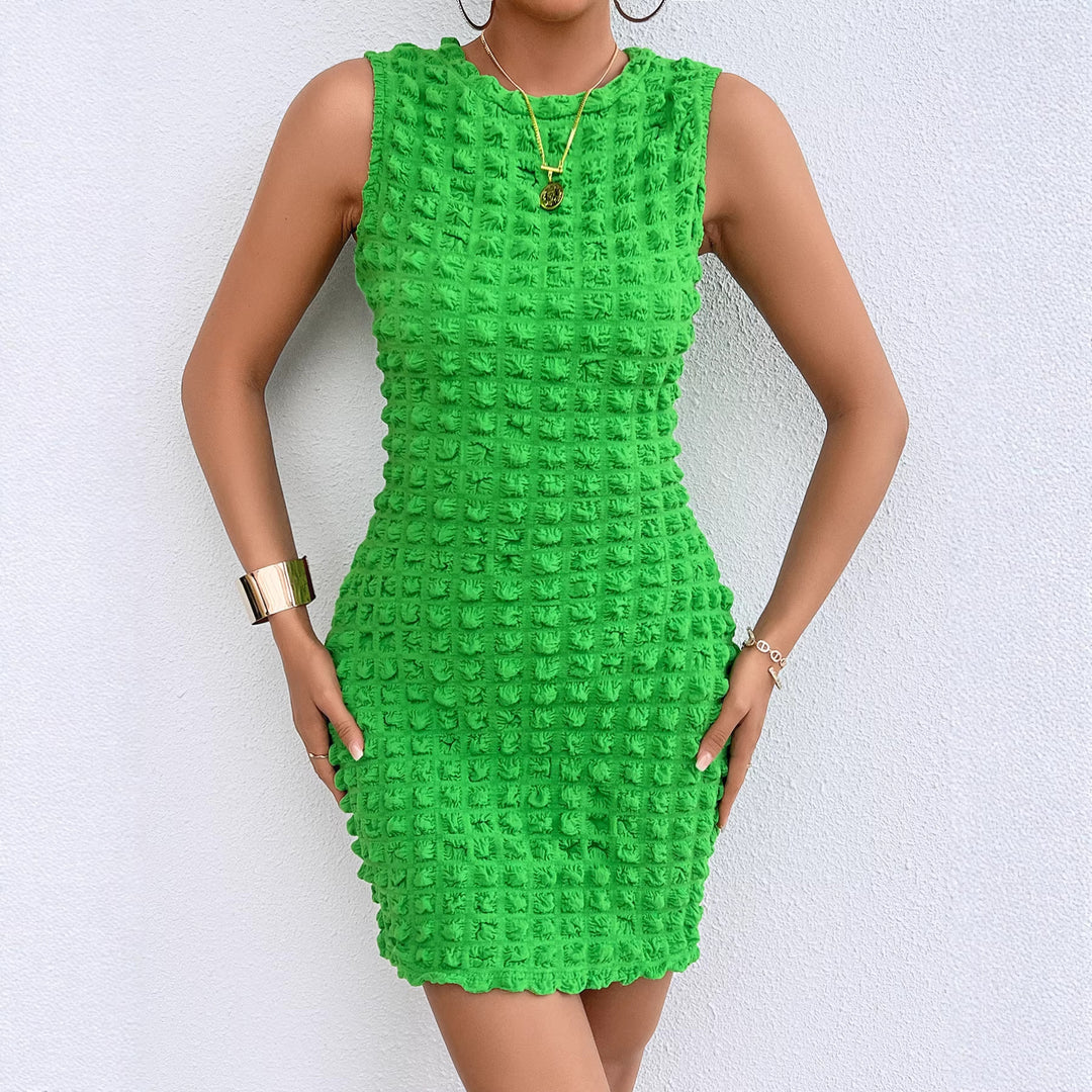 Chic & Stil textured design mini bodycon dress for women