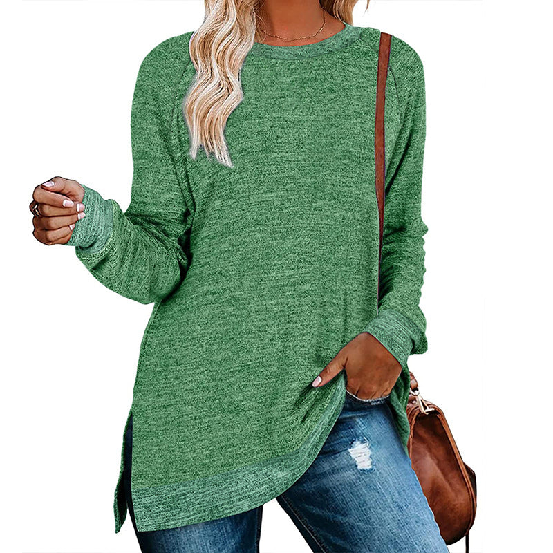 Casual oversized long sleeve t-shirt for women with contrast hem Lune London