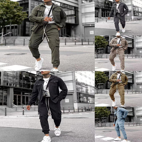 Trendy cargo pants for men with practical cut and casual chic jacket