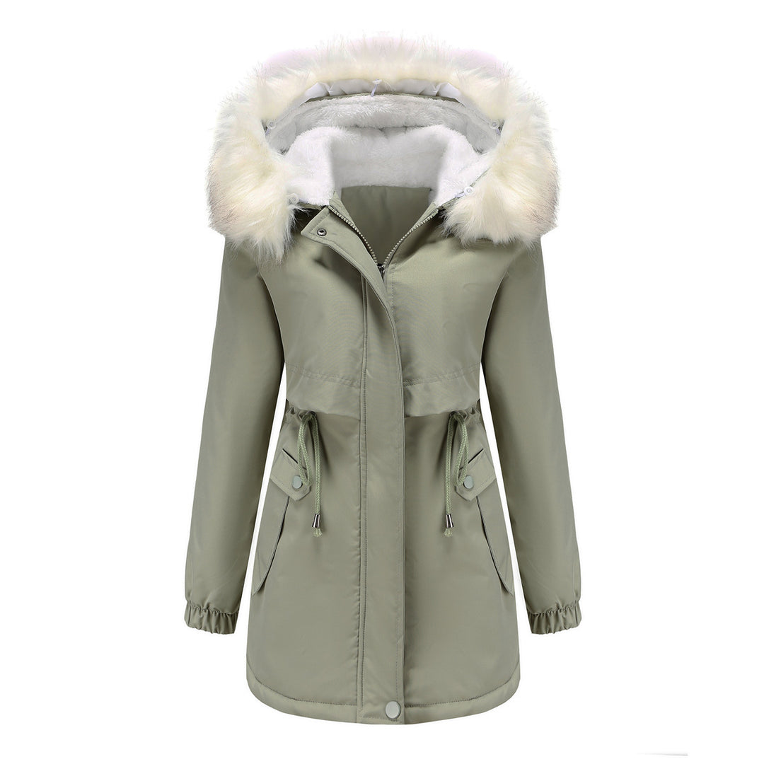 Fashionable winter coat for women with removable fur collar Lune London