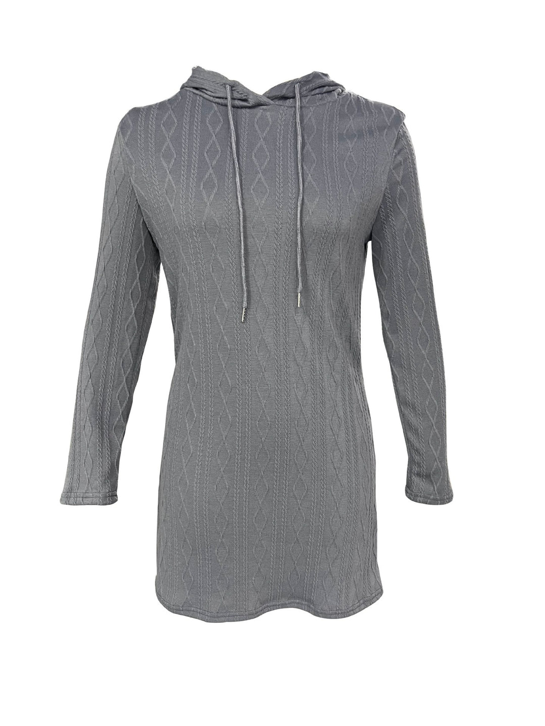 Hooded dress for women with textured knitted pattern and relaxed fit Lune London