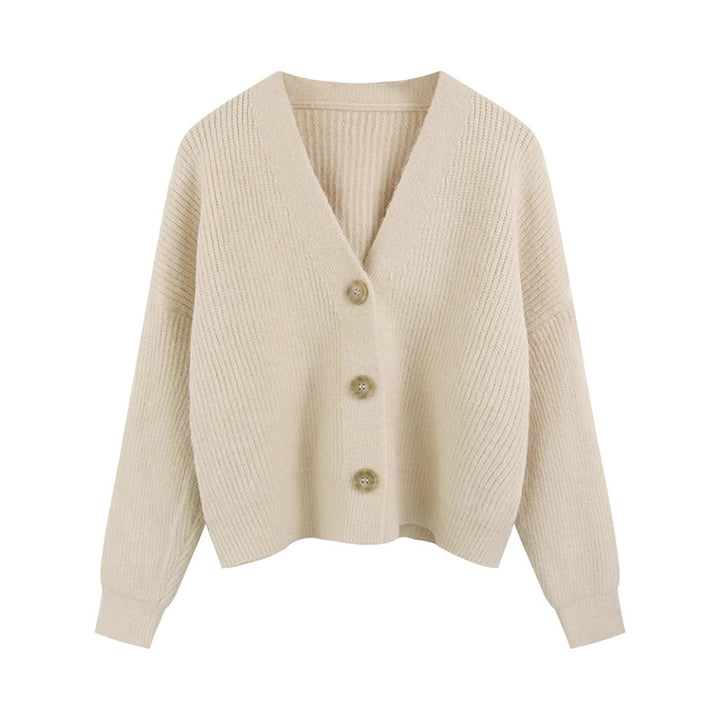 Women's knit cardigan with V-neck and high-quality button details Lune London