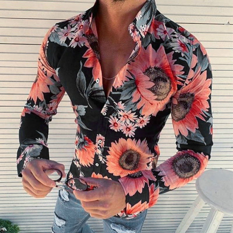Long sleeve shirt for men with a modern floral design Lune London