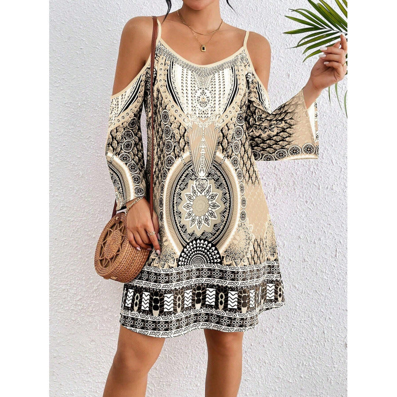 Lune London off-the-shoulder bohemian tunic dress for women
