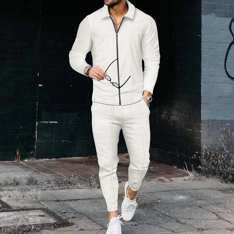 Modern leisure suit for men with textured top and modern pants Lune London