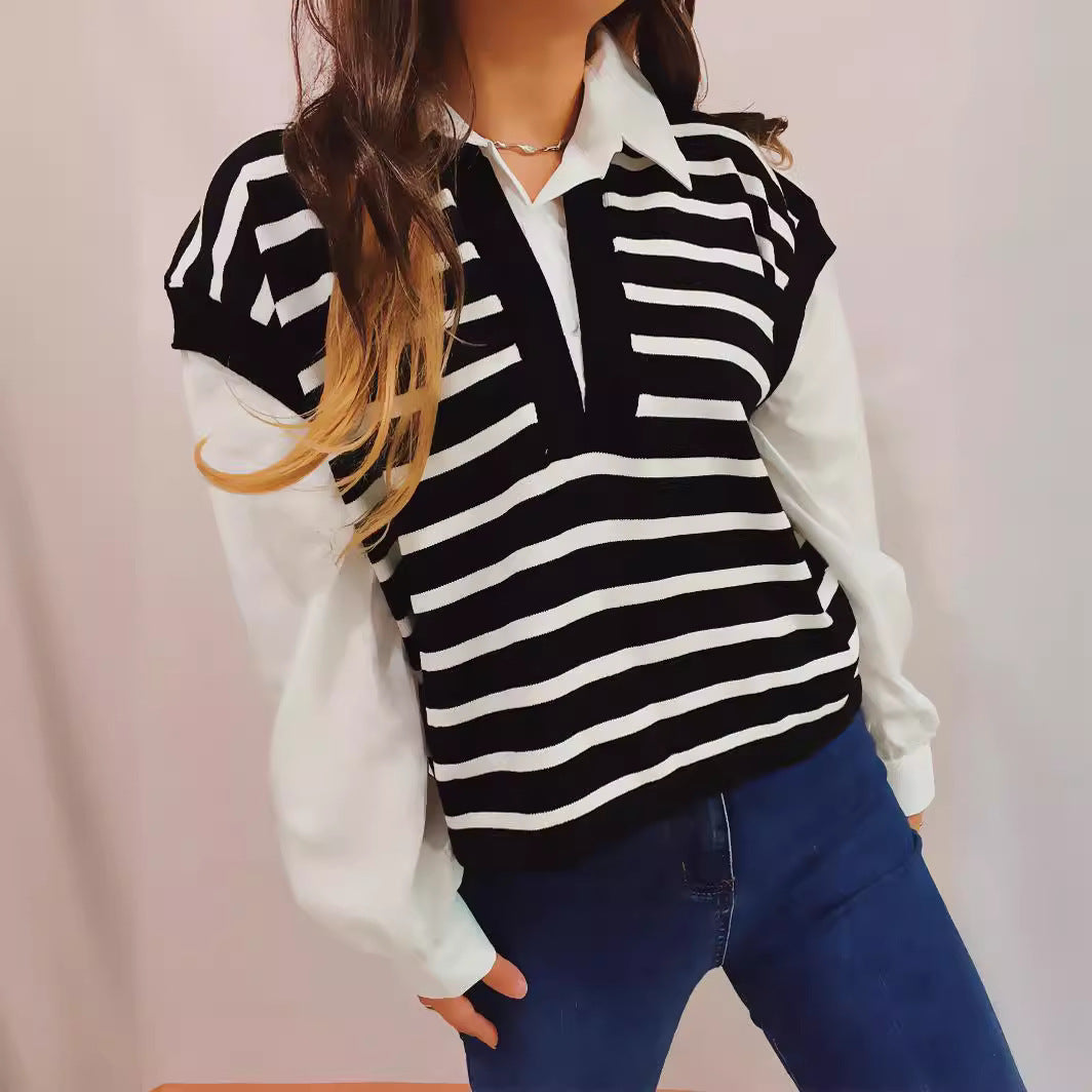 Pull en maille féminin à la mode avec une coupe moderne et des manches bouffantes élégantes Chic & Stil