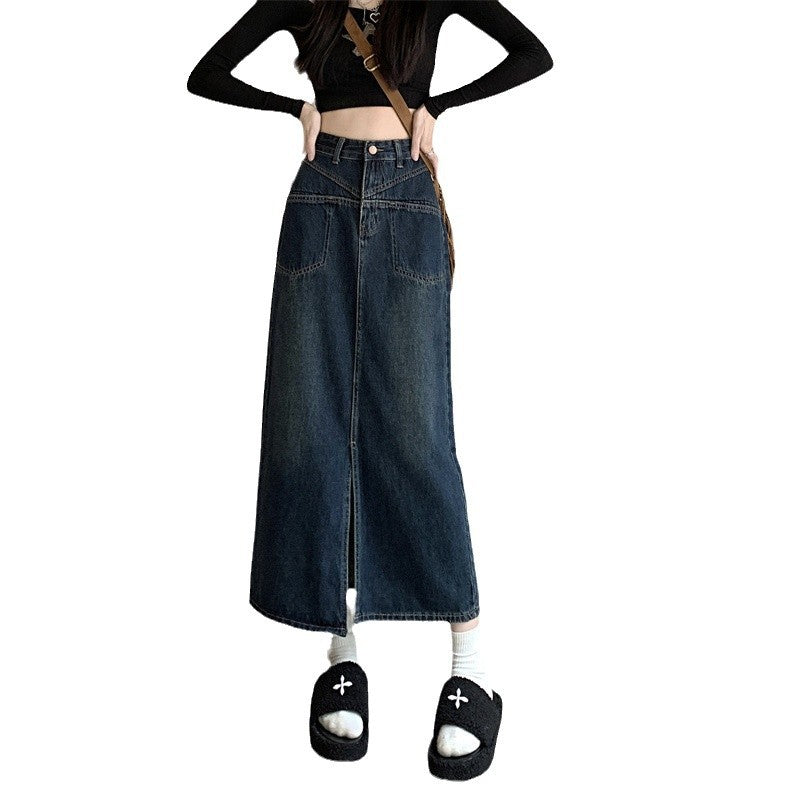 Jupe en jean pour femmes avec fente élevée Chic & Stil