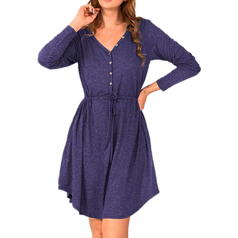 Casual wrap dress for women with button details and drawstring waist Lune London