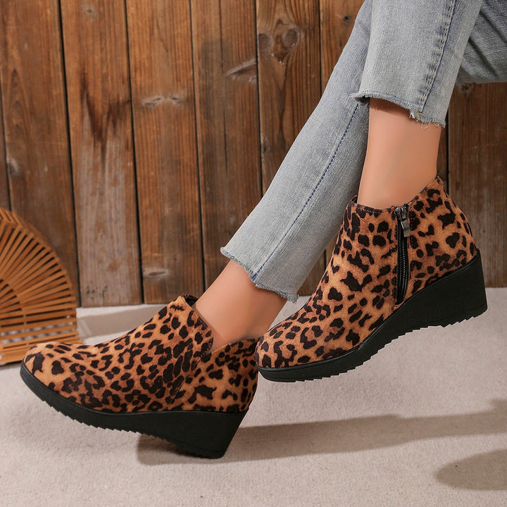 Women’s platform heel ankle boots in soft suede Lune London