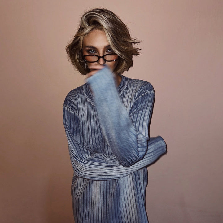 Fashion ribbed knit sweater for women with a relaxed fit and long sleeves Lune London