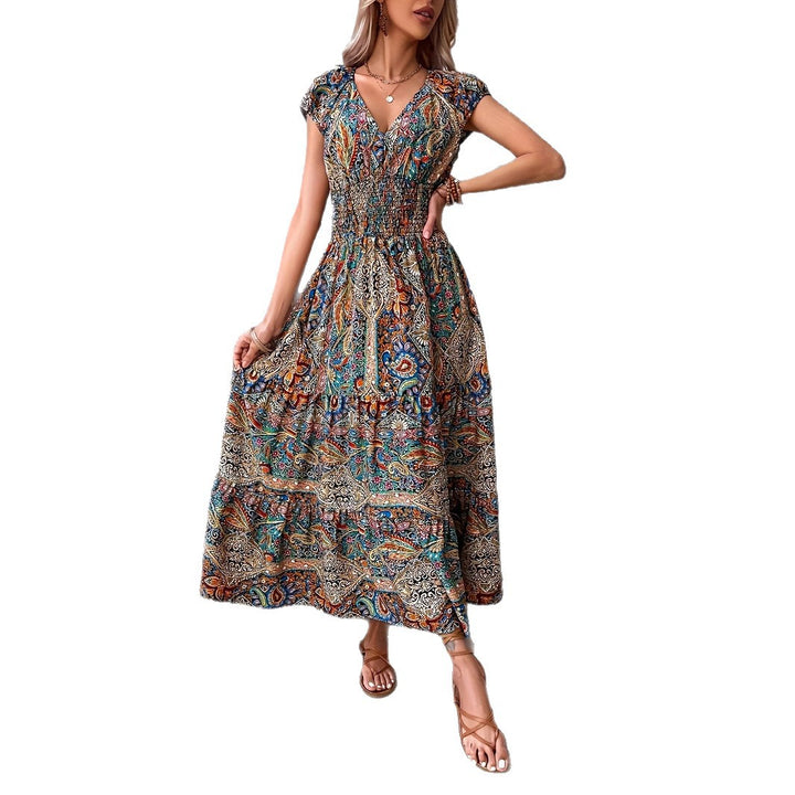 Bohemian maxi dress for women with gathered waist Lune London