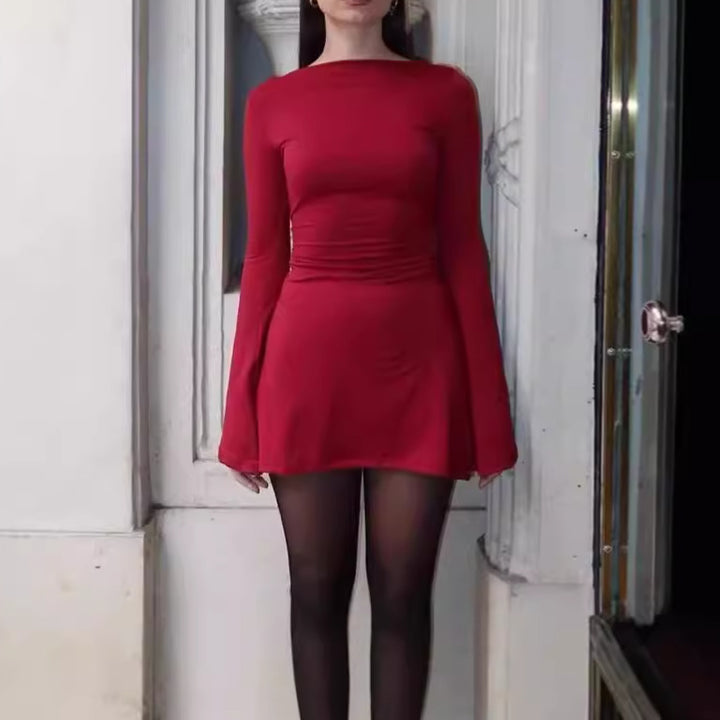 Elegant ruffled mini dress for women with long sleeves Lune London
