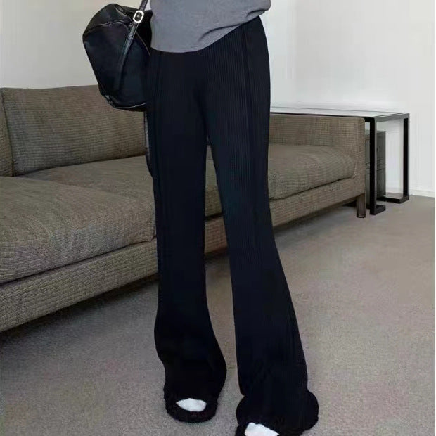 Ladies Comfortable Pleated Trousers with Elastic Waist and Wide Leg Lune London