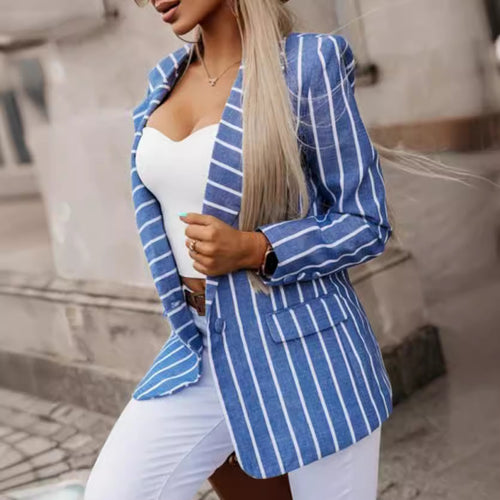 Ladies Elegant Striped Jacket with Fitted Cut and Long Sleeves Lune London
