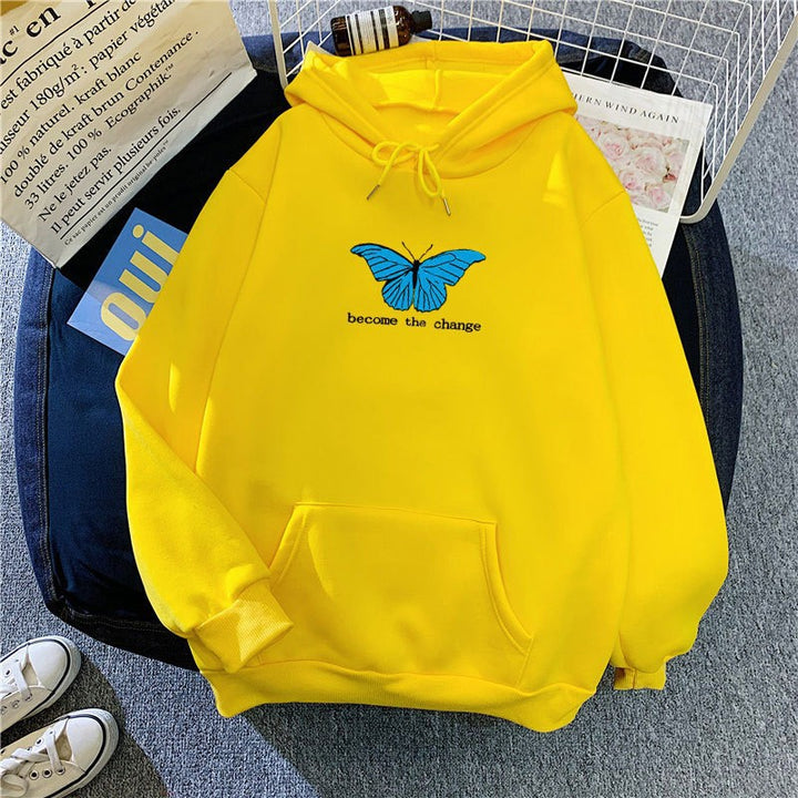 Women's hoodie with short cut and unique butterfly motif Chic & Stil
