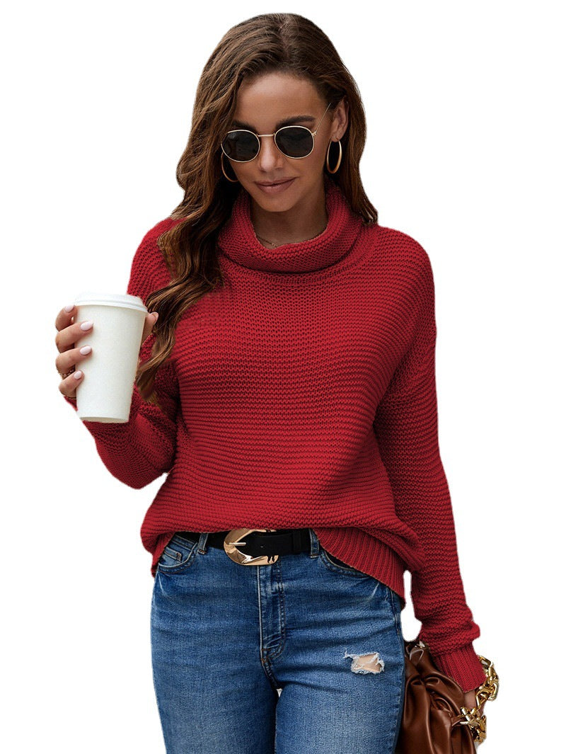 Pull en tricot pour femme avec col haut et design texturé Chic & Stil