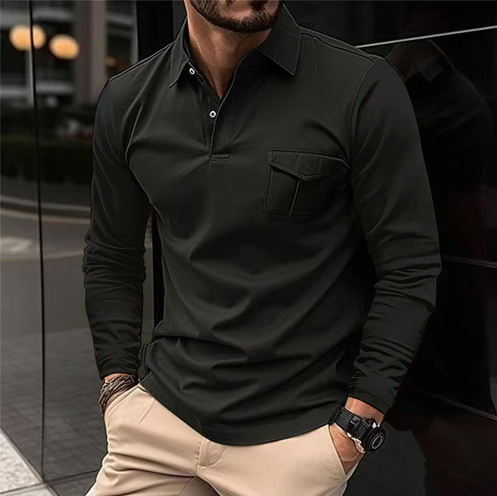 Casual long sleeve t-shirt for men with practical chest pocket Lune London