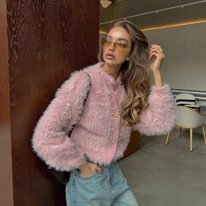 Pull en maille moelleuse pour femme en 100 % nylon avec coupe décontractée Chic & Stil