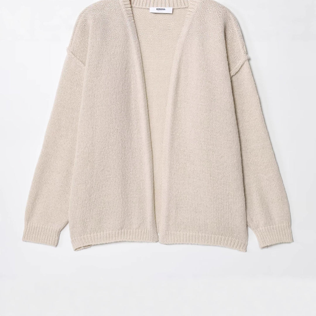 Casual knit jacket for women with open collar and soft material Lune London