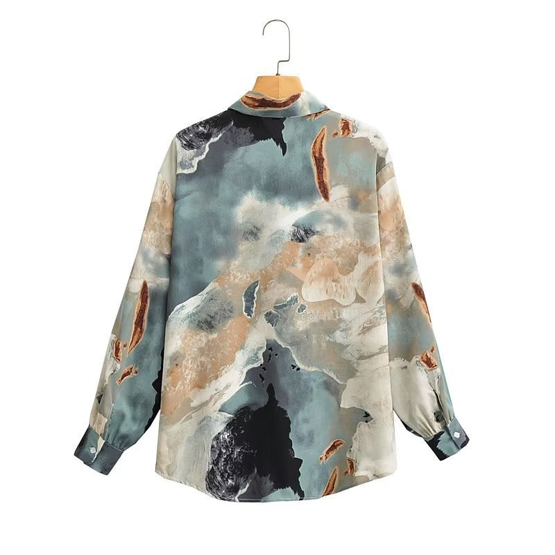 Blouse en soie à manches longues pour femmes avec dégradé moderne