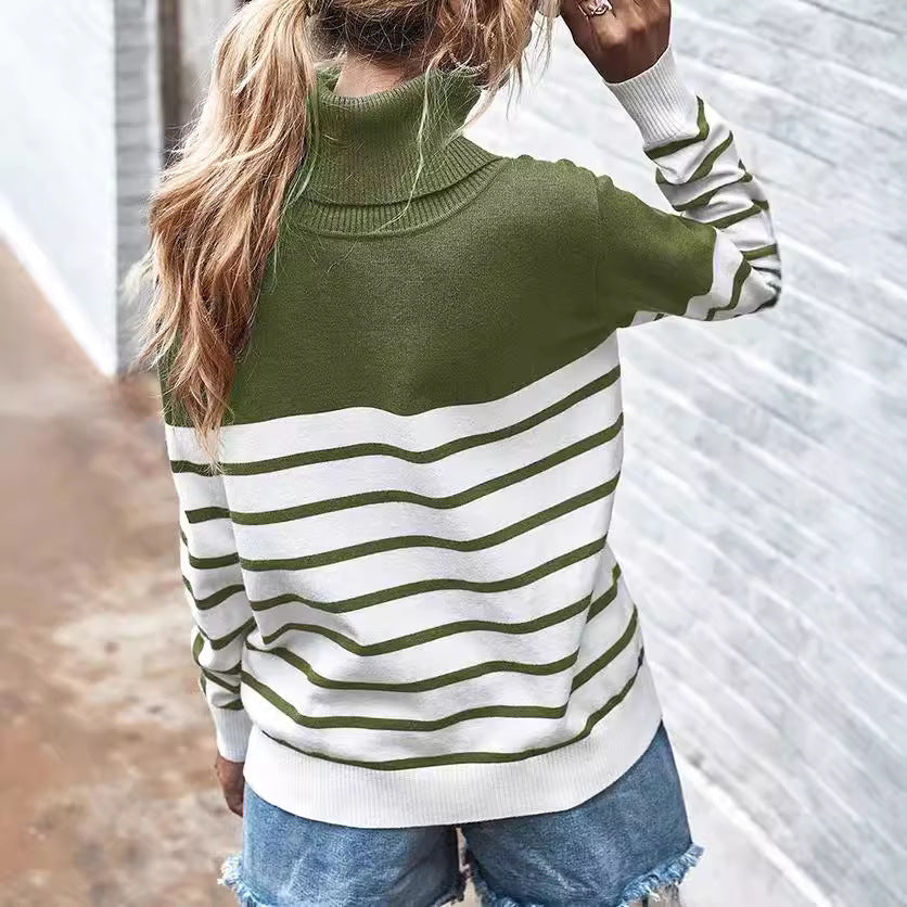 Comfortable turtleneck sweater for ladies with striped pattern Lune London