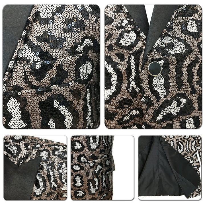 Elegant men's sequin blazer with modern leopard print Lune London