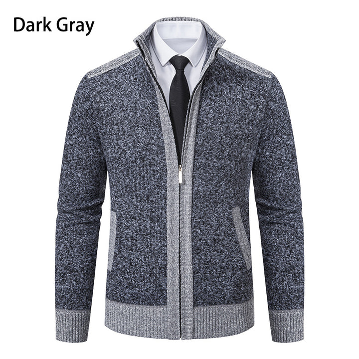 Elegant knitted jacket for men with high collar and zipper Lune London