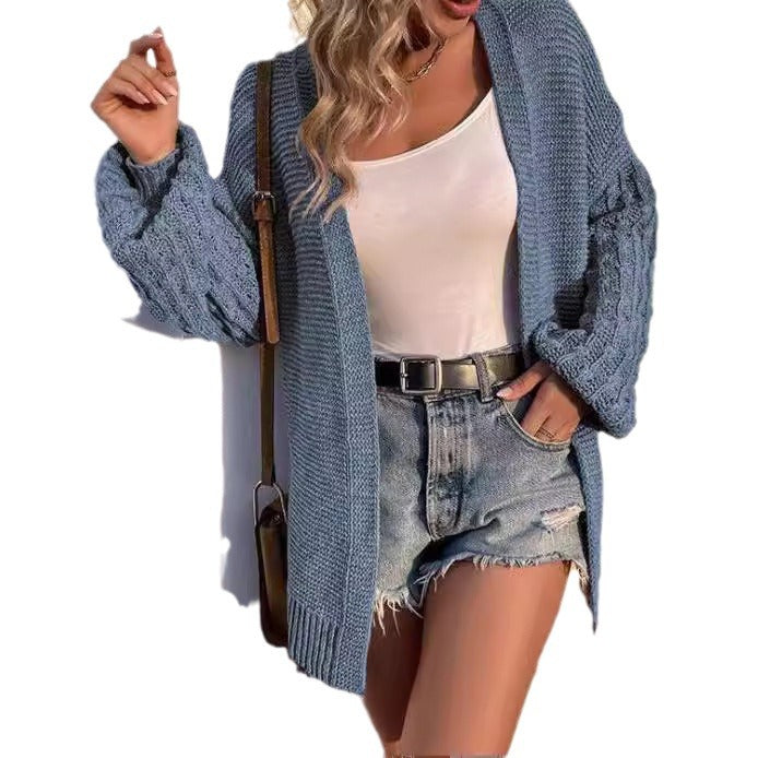 Ladies Casual Knit Cardigan with Loose Fit and Voluminous Sleeves Lune London
