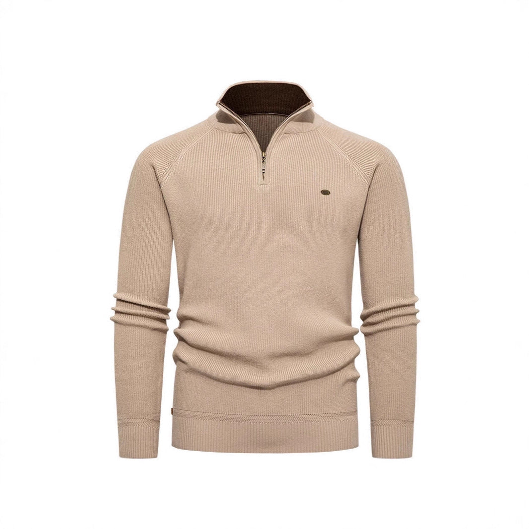 Knitted pullover for men with a high collar and zipper Lune London