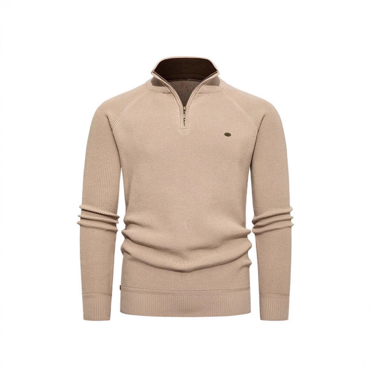 Knitted pullover for men with a high collar and zipper Lune London