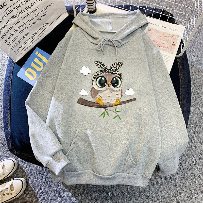 Women's hooded sweatshirt with cute owl motif Chic & Stil
