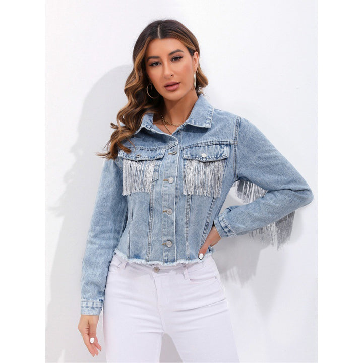 Veste en jean pour femmes avec franges Chic & Stil